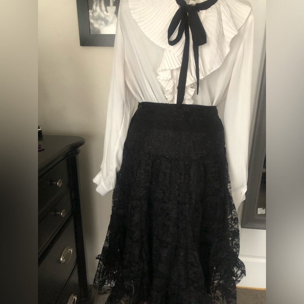 Black lace a-line skirt with built in slip underneath